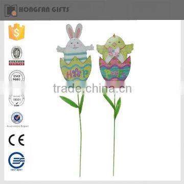 hot sell artificial easter lily flower funny metal bunny and chick