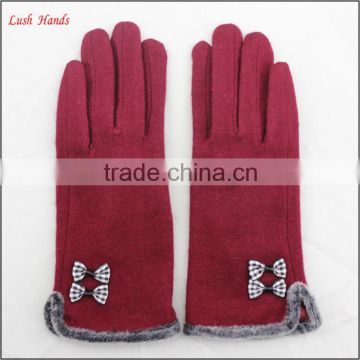 2016 spring new style woolen hand gloves women with raw edges