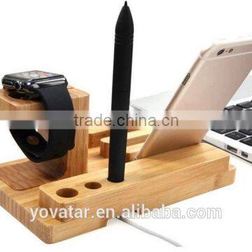 Multi-Functional Watch Holder Stand Wooden Smartphone Mount With Charging Slot photo-2
