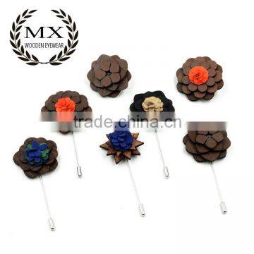 2016 new fashion wood lapel flower