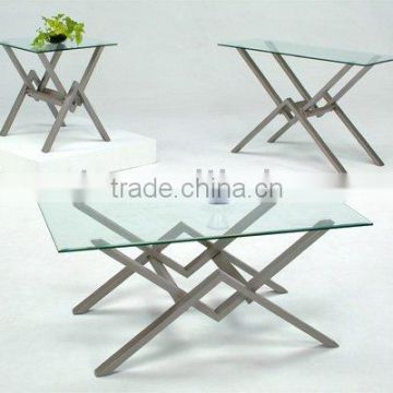 Modern coffee table set/ Metal glass Coffee Table and End Table