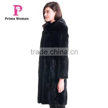 2015 New Design Medium Length Winter Women Coat With Mink Fur Hat Overcoat photo-3