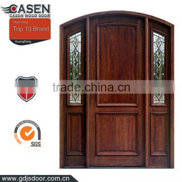 new design Mahogany wooden double entry doors with transom