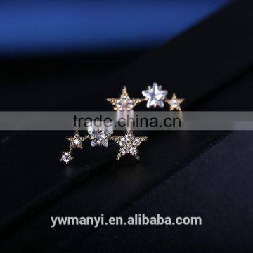 Simple Trendy Styles Gold Plate Rhinestone Star Earring Woman E1946 photo-2