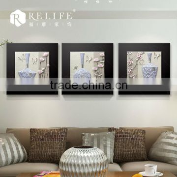 Chinese 3d resin decorative relief wall painting with pot painting pictures