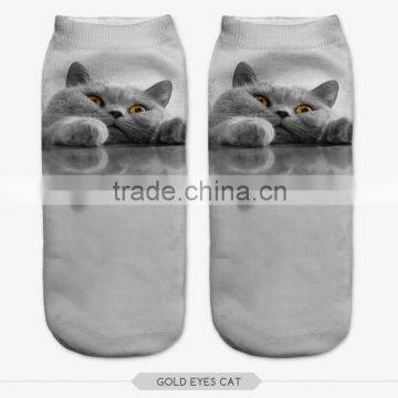 aztec gold eyes cat wear high quality 3d digital full print colorful ankle socks sports unisex custom hot sale stretch spandex