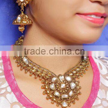 Indian Traditional Kundan Studded Bollywood Style Gold Plated Necklace Sets photo-5