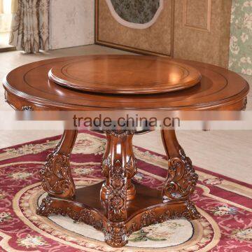 Modern Elegant Hand Carved Round Rotating Dining Table