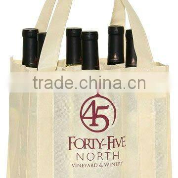 6 bottle Wine Bag with recycle non woven material