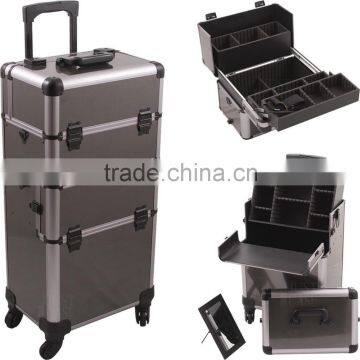 Rolling Makeup Case Pro Cosmetic Hair Stylist Storage Wheeled Trolley photo-3