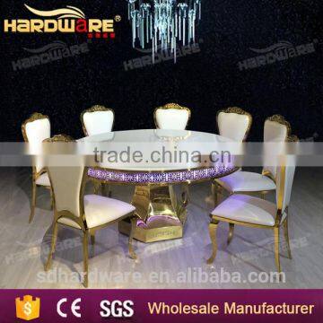 Dubai LED Round Golden Stainless Steel Base Wedding Dining Table for Events photo-3