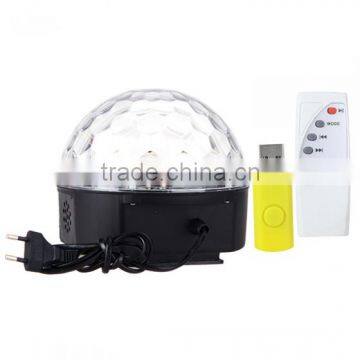 RGB MP3 Magic Crystal Ball LED Music Stage Lamp Laser Light Home Party Lighting with USB Disk Remote Control 90-250V