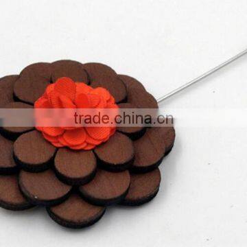 Stylish Mans Wooden Petal Flower Lapel Pins,Customized Corsage For Men,Handmade Brooch Pin With High Quality                        
                                                Quality Choice