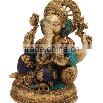 Sitting Ganesha With Couch on One Side 13" photo-2