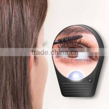 10X magnifying suction cup concave led mirror