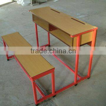 Double Wooden Steel Frame School Student Desk with Bench