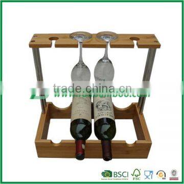 Bmaboo wine display rack with glass holder