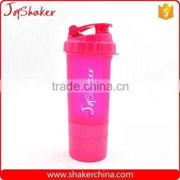 600ML BPA Free Plastic Protein Shaker Bottle With Pill Box & Powder Compartment photo-5