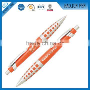 Promotional Grid Metal Ballpoint Pens,Red & Blue Click Action Metal Pen With Logo