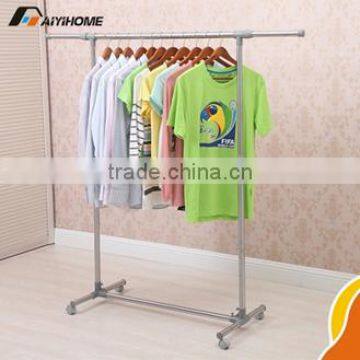 Single rail with wheels stainless steel telescopic clothes rack