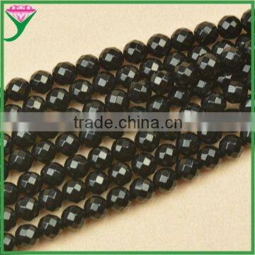 good quality 8mm natural faceted round yemeni black agate stones for bracelet