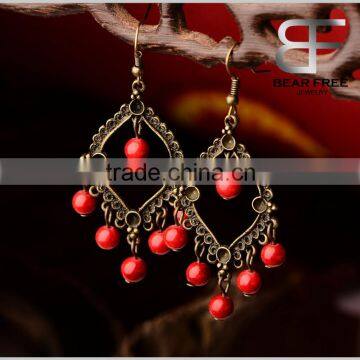 Vintage Decorative Personalized Big Chandelier Drop Earrings for Girls 6.5cm Length