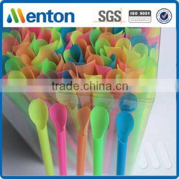 PVC Box Pack High Quality Colorful Disposable Hard Plastic Spoon Straw photo-2