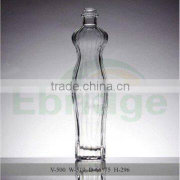 500ml alcohol bottles, body shaped glass liquor bottles