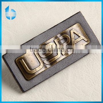 Metal leather patch label made by China factory for pantie girdle