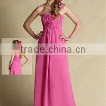 Pink Floor Lengh Strapless A-line Bridesmaid Dress XYY-k41-10