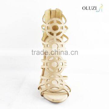 OLNS004 Classics Ladies Black High Heel Dress Sandals Suede Platform Heels Metal Strap Decorated Women Sandals Shoes photo-3