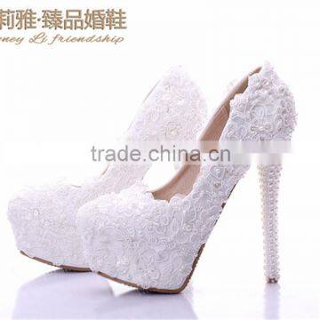 OW17 platform lace wedding shoes bridal high heel wedding shoes