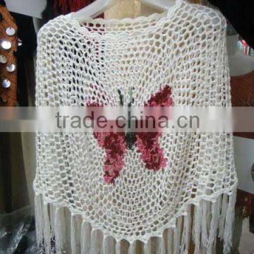 White summer crochet sweater collection with tassels