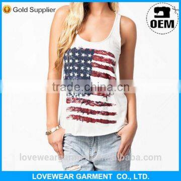 New Fashion custom pattern US flag womens tank top wholesale