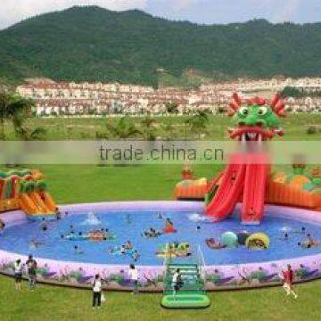 QH-WP-29 giant inflatable water park , funny inflatable water toys with big pool