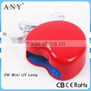 Professional Cheap Mini Red Heart Shape 3W OEM Nail Art Curing UV Lamp Nail Led