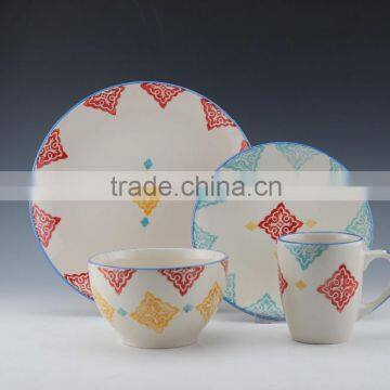 16pc Stoneware Hand Painted Dinnerset Service for 4/ AB Grade/2016 New Design/2016 Christmas