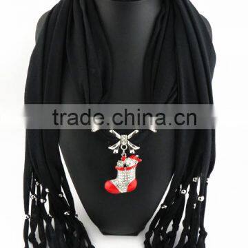 custom latest design fashion new women Christmas pendant necklace scarf