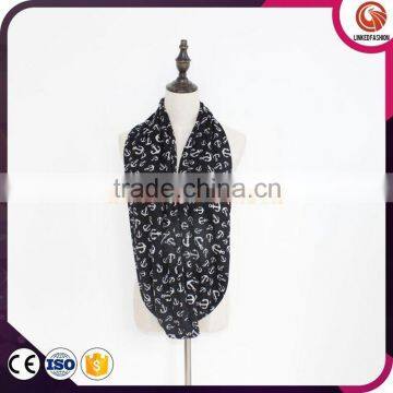 Wholesale Anchor Pattern Fleece Snood Custom Scarf Soft Polar Pocket Fleece Scarf