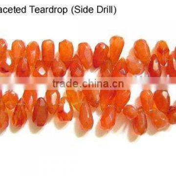 Carnelian Faceted Teardrop Beads