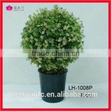 Potted Plant Plastic Table Small Plant Pots Artificial Grass Ball Tree with small white flower Comfrey Simulation