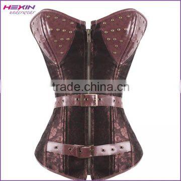 Women's Leather Cup Buckle Steampunk Overbust Corsets