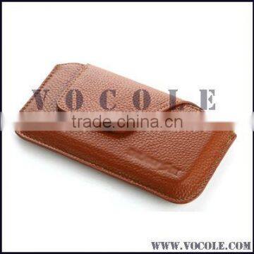 fashion brown genuine leather jewelry phone case/cover