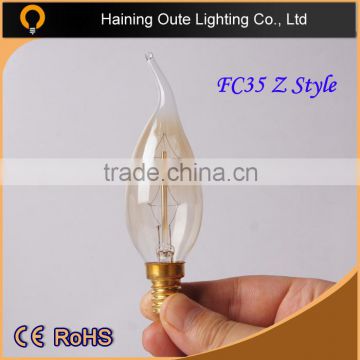 C35 vintage edison candle filament light bulb E14, FC35 incandescent candle bulb