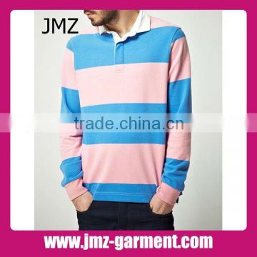 Long sleeve mens stripe polo shirts OEM