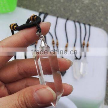 natural rock clear and obsidian crystal pendants