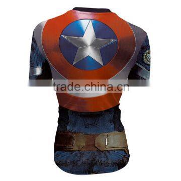 Wholesale Clothing Apparel Shorts Sports Running Tights Spandex Slim 3D Printing t Shirt photo-3