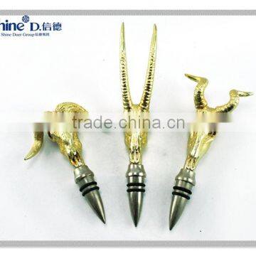 gold plating deer head stainless steel bottle wine stopper pourer stopper promotional gift