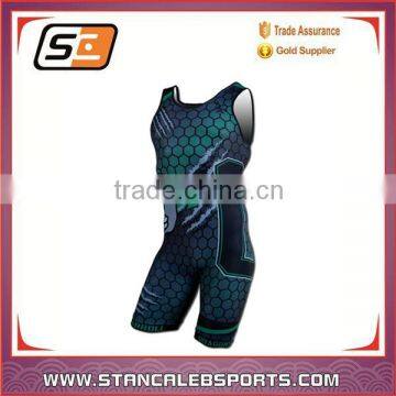 Stan Caleb custom full sublimation professional cool dry youth wholesale wrestling singlets for men