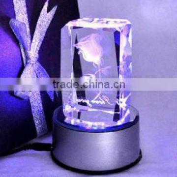 Led light base crystal 3d laser for christmas gifts